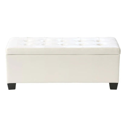 Artiss Storage Ottoman Blanket Box 97cm Leather White - Mekamart Australia