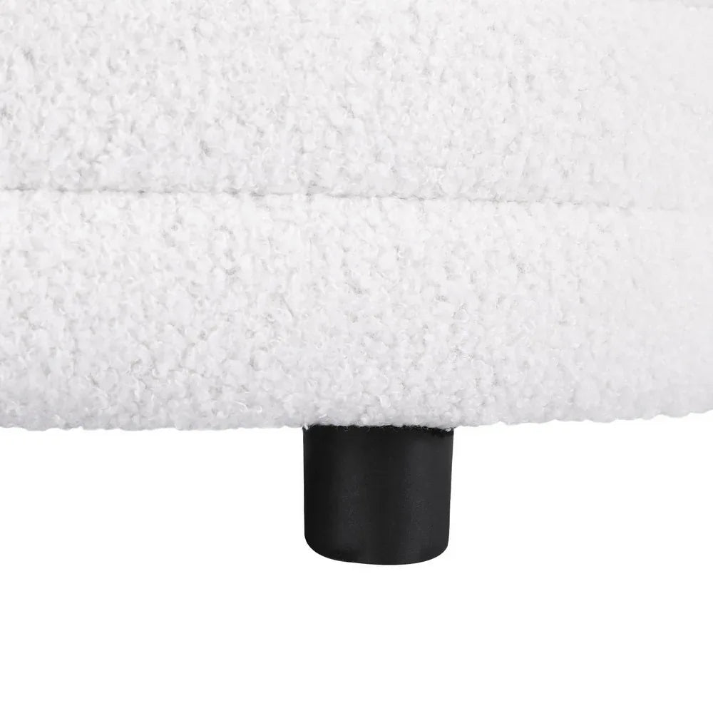 Artiss Storage Ottoman Blanket Box 87cm Boucle Fabric Oval - Mekamart Australia
