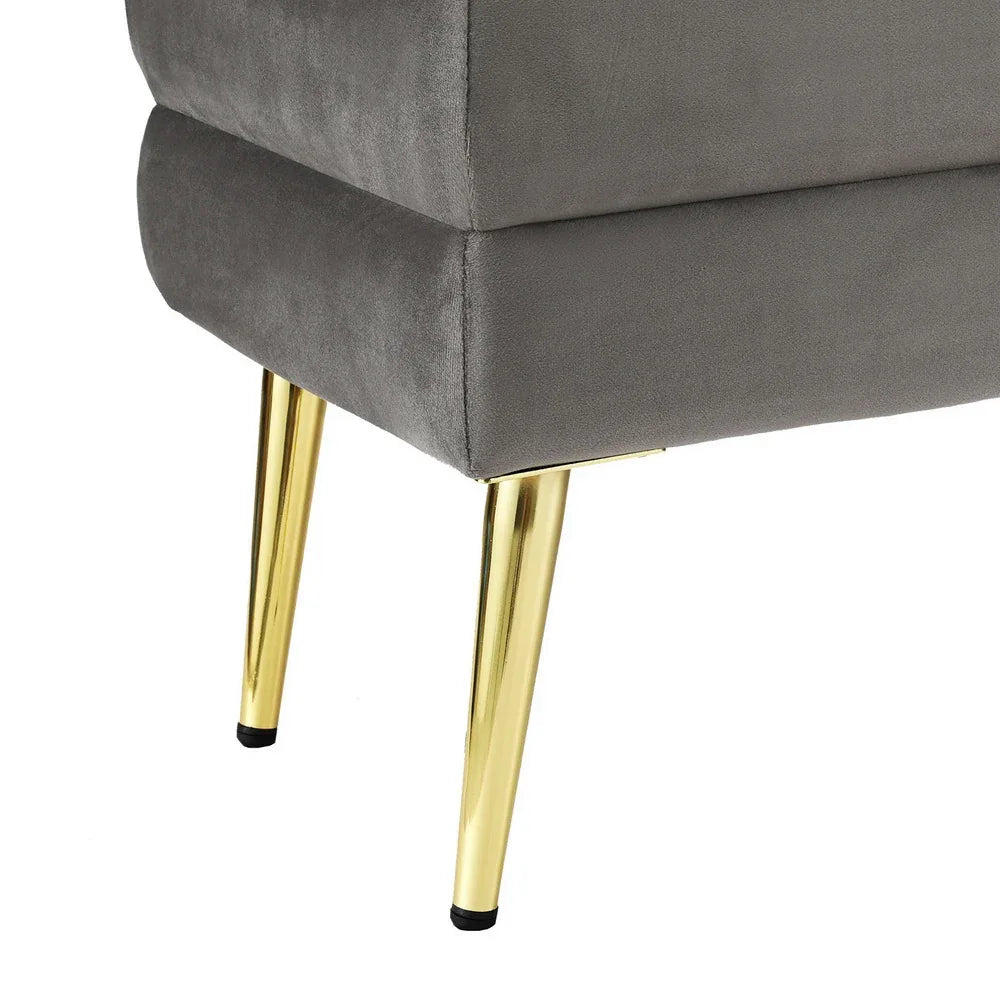 Artiss Ottoman Storage Foot Stool Velvet Grey - Mekamart Australia