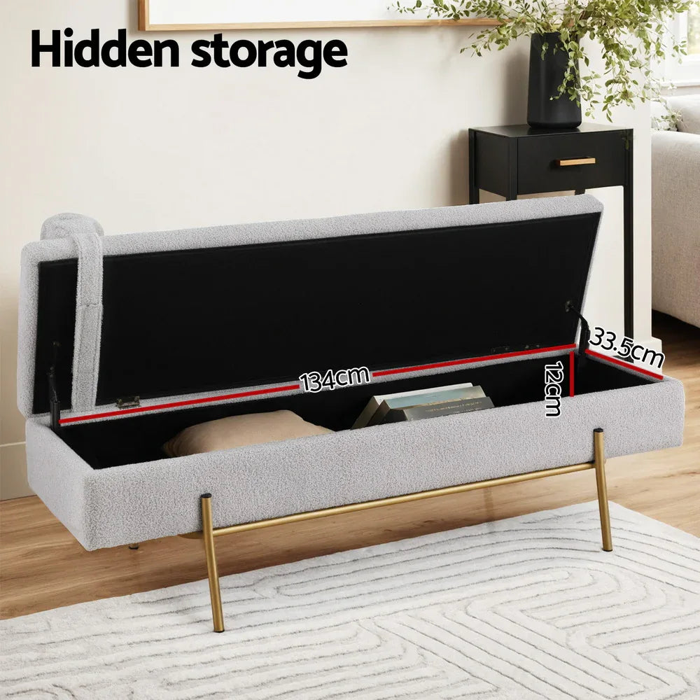 Artiss Storage Ottoman Bed 140cm Pillow Foot Stool - Mekamart Australia