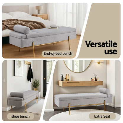 Artiss Storage Ottoman Bed 140cm Pillow Foot Stool - Mekamart Australia
