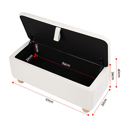 Artiss Storage Ottoman Hidden Bench Velvet Blanket Box Beige 97cm
