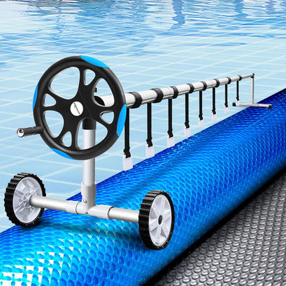 Aquabuddy Pool Cover 500 Micron 11x4.8m Silver Swimming Pool Solar Blanket 5.5m Blue Roller