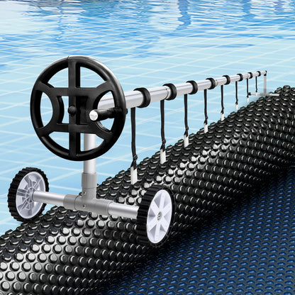 Aqua Buddy Pool Cover 600 Micron 6.5x3m w/ Roller 4m Swimming Pools Black Solar Blanket