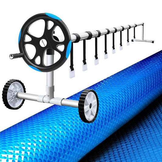 Aquabuddy Pool Cover 8x4.2m 400 Micron Swimming Pool Solar Blanket 5.5m Roller Blue