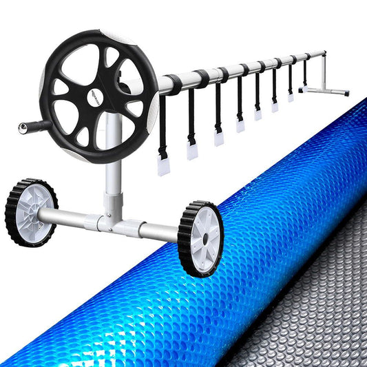Aquabuddy Pool Cover 500 Micron 8.5x4.2m Swimming Pool Solar Blanket 5.5m Roller