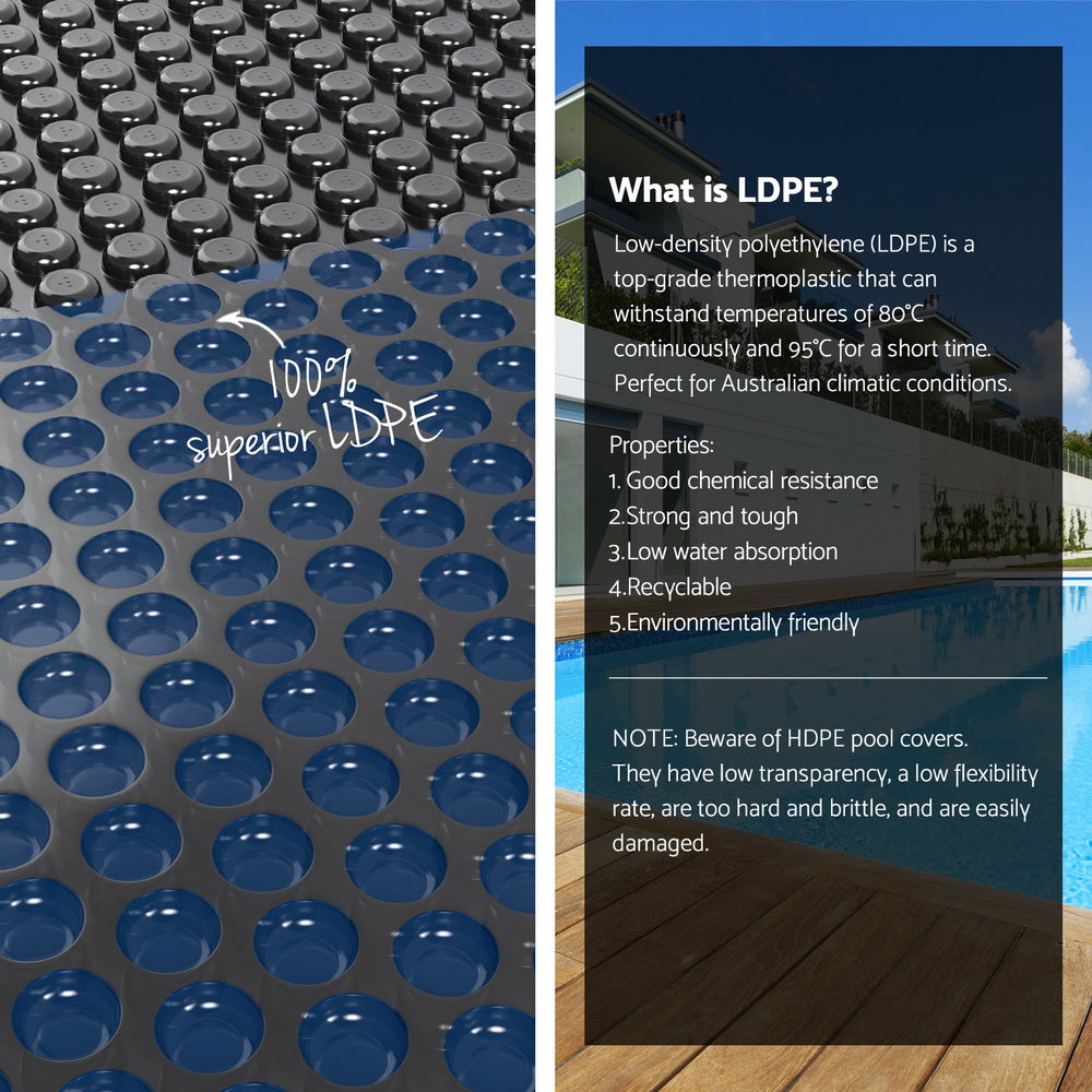 Aqua Buddy Pool Cover 600 Micron 9.5x5m w/ Blue Roller 5.55m Black Solar Blanket