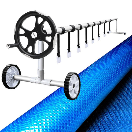 Aquabuddy Pool Cover 500 Micron 9.5x5m Blue Swimming Pool Solar Blanket 5.5m Roller
