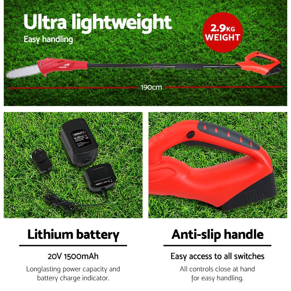 Giantz Chainsaw Trimmer Cordless Pole Chain Saw 8in 20V Battery 2.7m Reach - Mekamart Australia