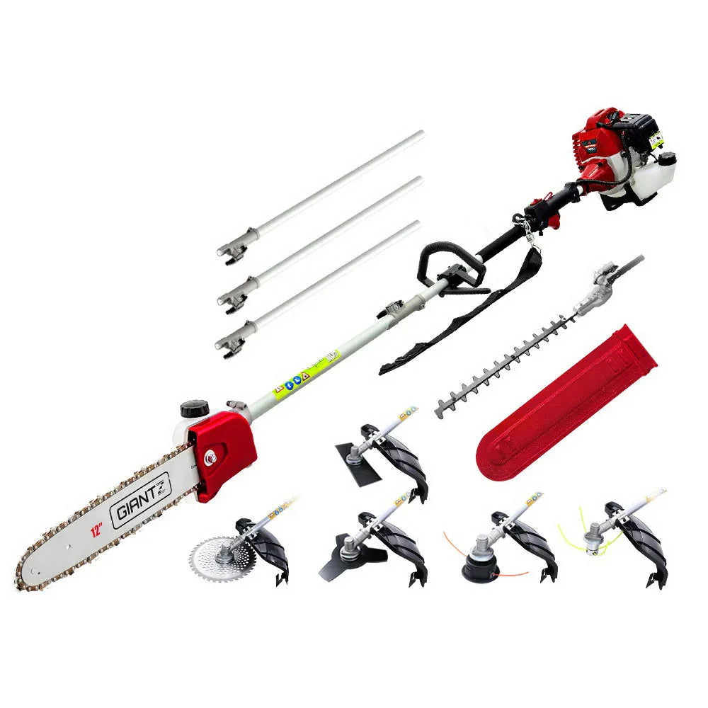 Giantz 62CC Pole Chainsaw Hedge Trimmer Brush Cutter Whipper Saw Snipper 7-in-1 - Mekamart Australia