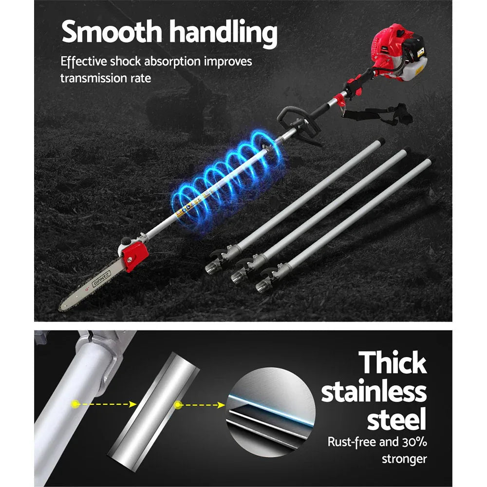 Giantz 65CC Pole Chainsaw Hedge Trimmer Brush Cutter Whipper Snipper 7-in-1 5.6m - Mekamart Australia