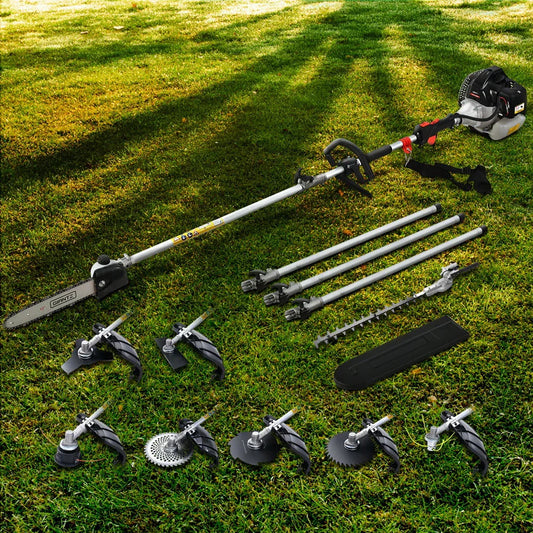Giantz 62CC Pole Chainsaw Hedge Trimmer Brush Cutter Whipper Snipper Saw 9-in-1 5.6m - Mekamart Australia
