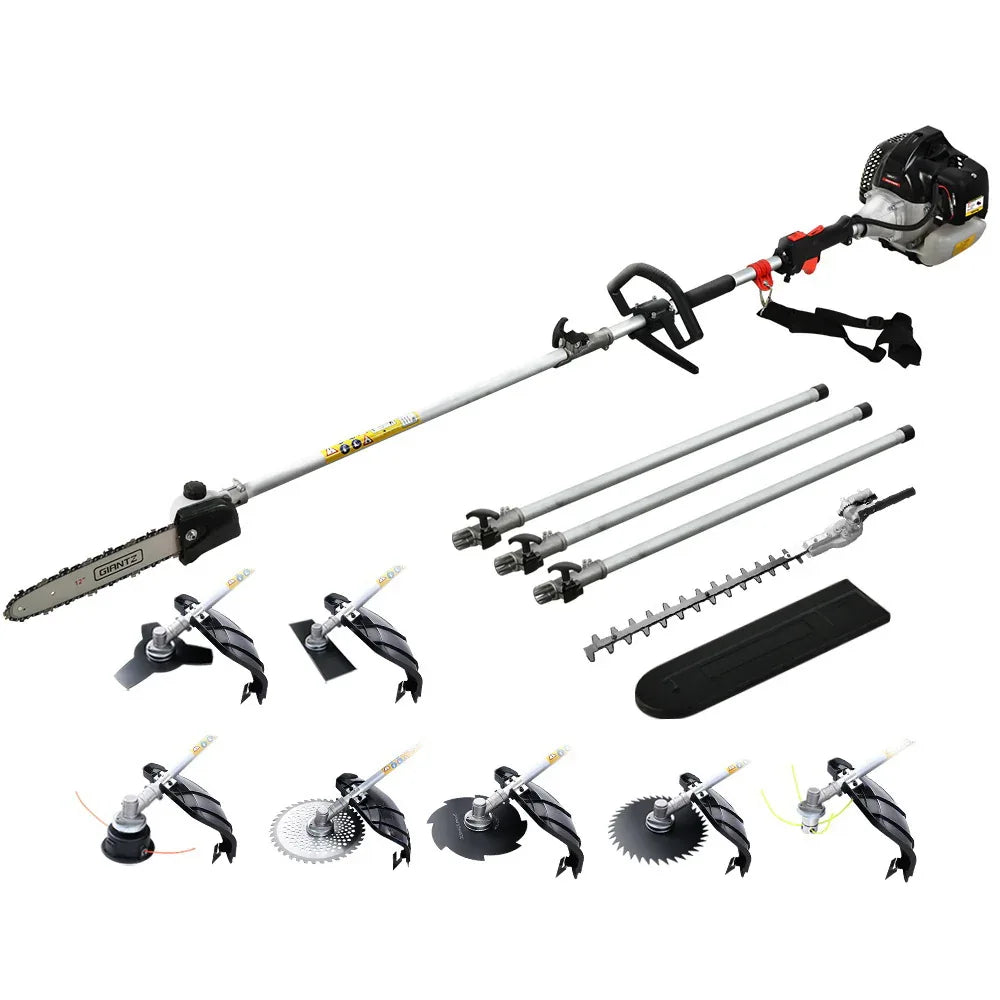Giantz 62CC Pole Chainsaw Hedge Trimmer Brush Cutter Whipper Snipper Saw 9-in-1 5.6m - Mekamart Australia