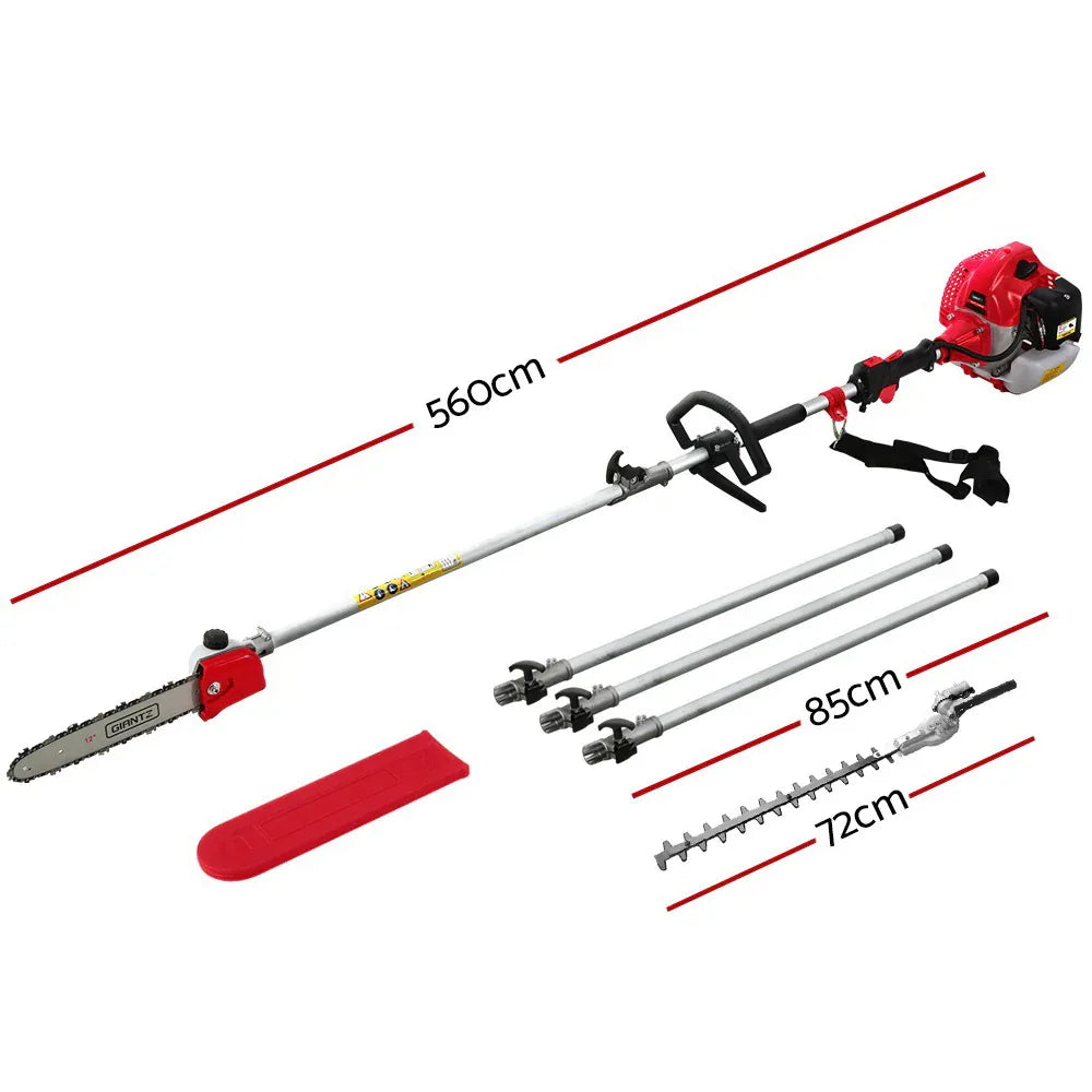 Giantz 62CC Pole Chainsaw Hedge Trimmer 12in Chain Saw 5.6m Long Reach Red - Mekamart Australia