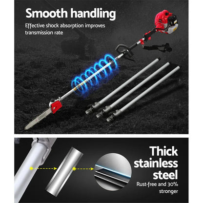 Giantz 62CC Pole Chainsaw Hedge Trimmer 12in Chain Saw 5.6m Long Reach Red - Mekamart Australia