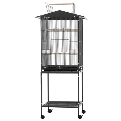 i.Pet 136cm Bird Cage Aviary Open Top Parrot Budgie Stand Wheels Black