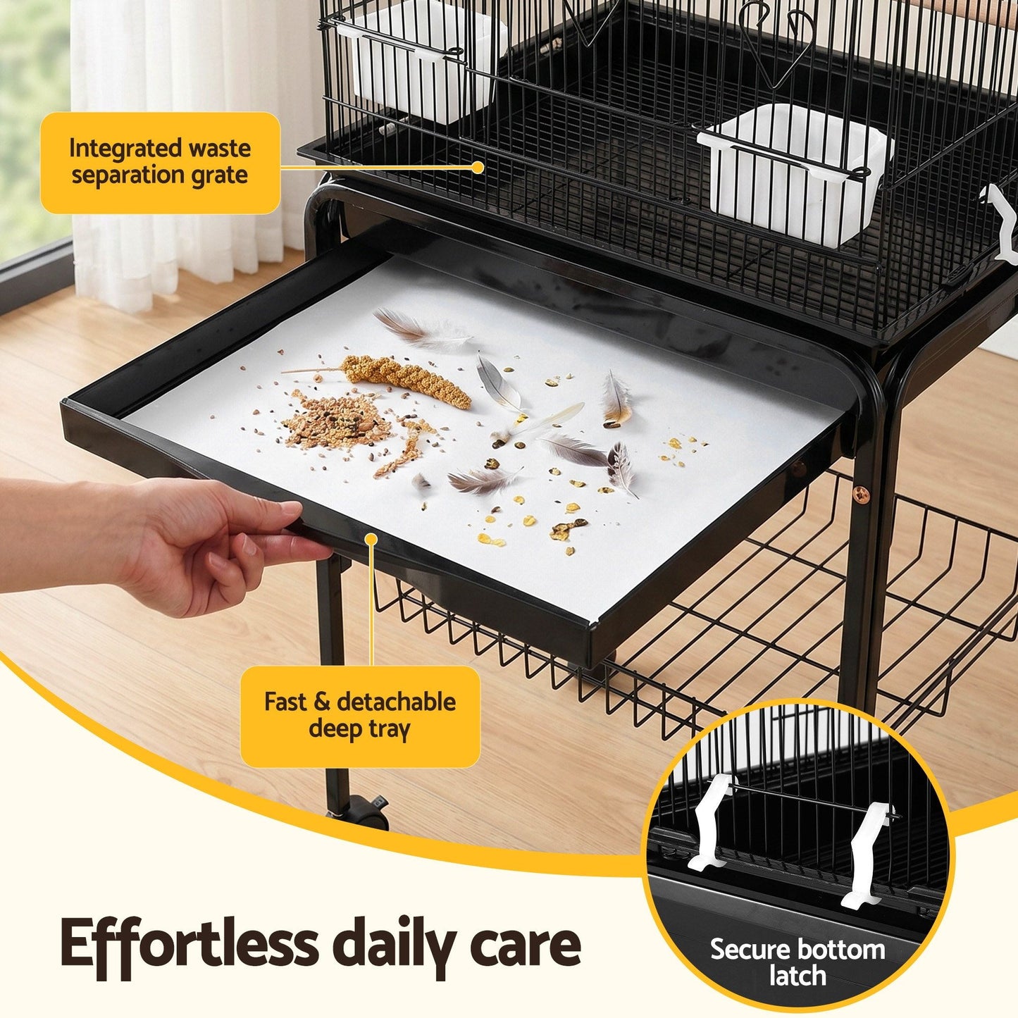 i.Pet 158cm Bird Cage Aviary Parrot Budgie Stand Wheels Black