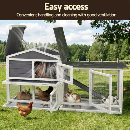 i.Pet Chicken Coop Rabbit Hutch Extra Large Wooden Run Cage House With Run Cage