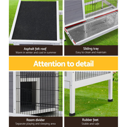 i.Pet Rabbit Hutch Chicken Coop 97cm x 49cm x 86cm Chicken Coop Large Run Wooden Outdoor Cage House
