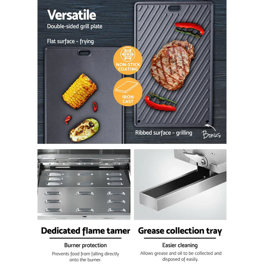 Grillz Portable Gas BBQ Grill with Double Sided Plate - Mekamart Australia