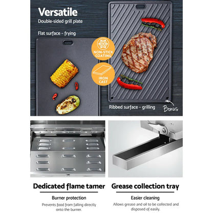 Grillz Portable Gas BBQ Grill with Double Sided Plate - Mekamart Australia