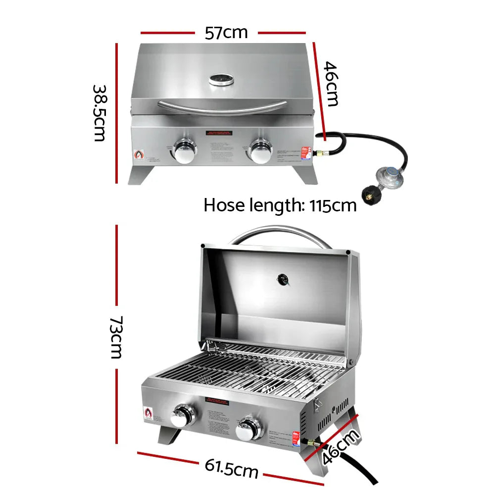 Grillz Portable Gas BBQ Grill 2 Burners - Mekamart Australia
