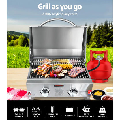 Grillz Portable Gas BBQ Grill 2 Burners - Mekamart Australia