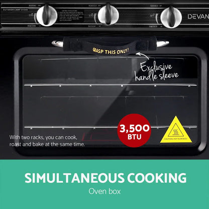 Devanti Portable Gas Oven LPG Black - Mekamart Australia