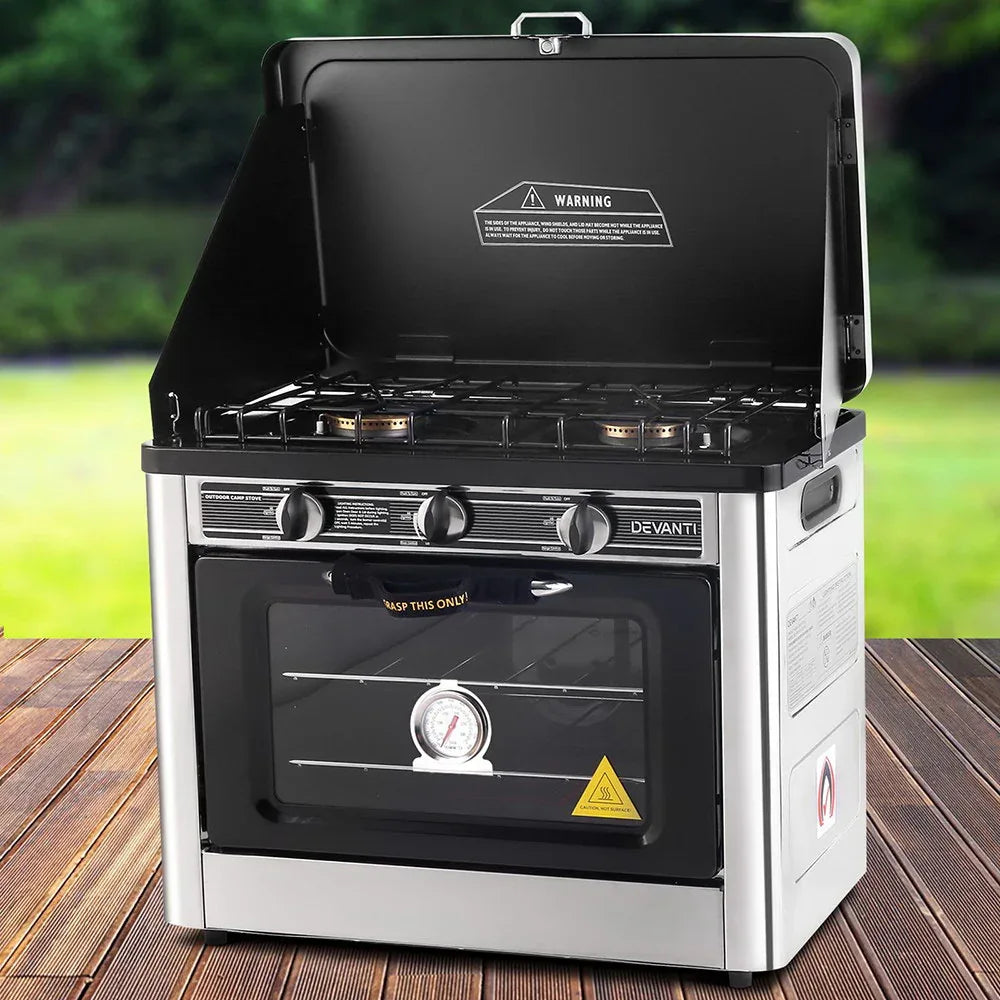 Devanti Portable Gas Oven LPG Silver - Mekamart Australia