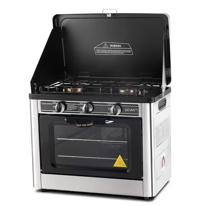 Devanti Portable Gas Oven LPG Silver - Mekamart Australia