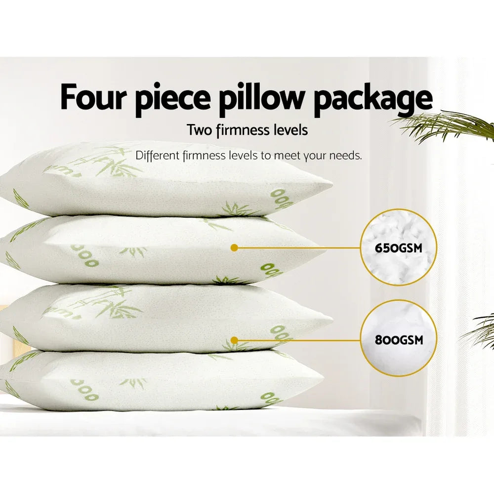 Giselle Bedding 4 Pack Bamboo Pillow Family Hotel - Mekamart Australia