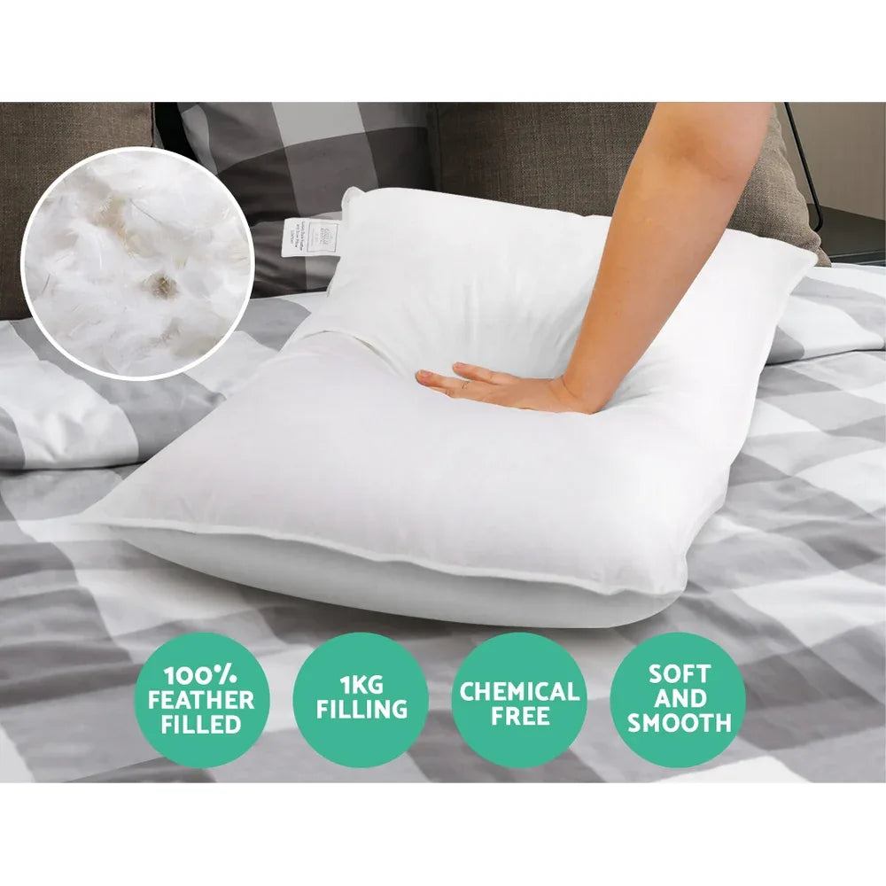 Giselle Bedding Duck Feather Down Pillow Twin Pack - Mekamart Australia