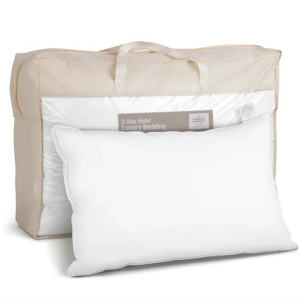 Giselle Bedding Goose Feather Down Pillow Luxury Twin Pack - Mekamart Australia