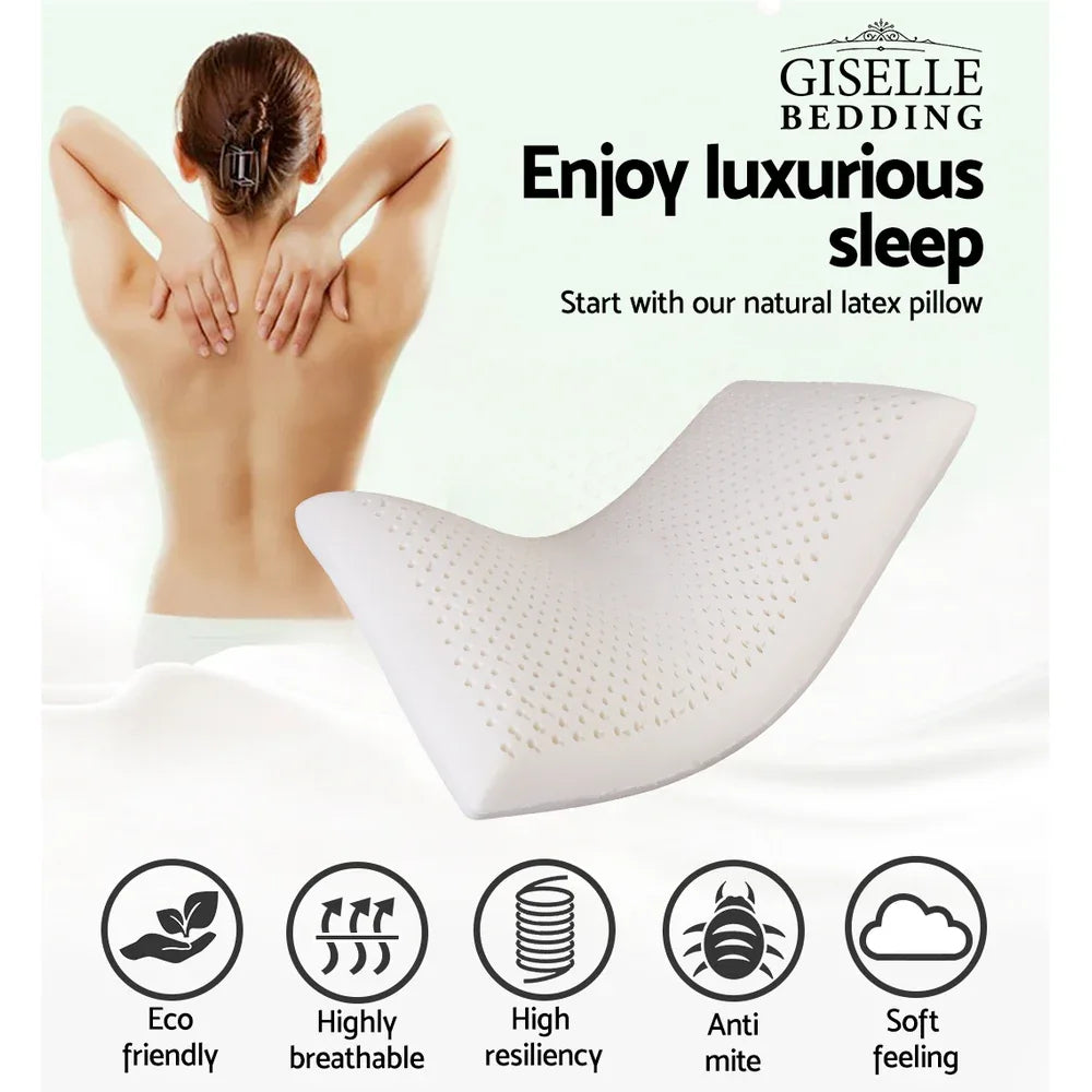 Giselle Bedding Natural Latex Pillow Classic Twin Pack - Mekamart Australia