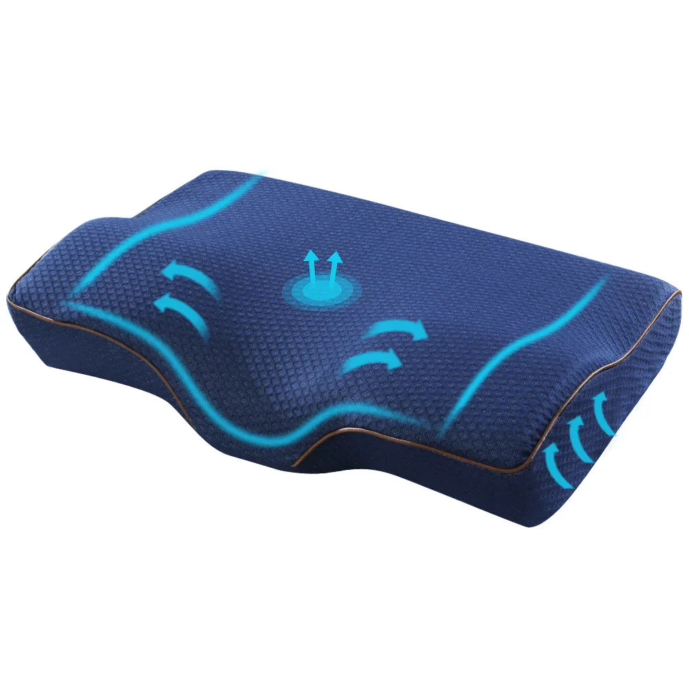 Giselle Bedding Memory Foam Contour Pillow Navy - Mekamart Australia