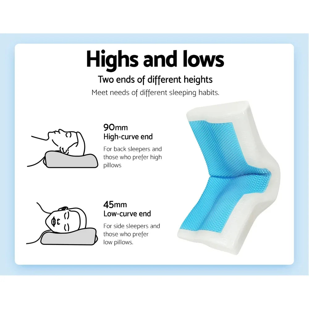 Giselle Bedding Memory Foam Contour Pillow Cool Gel Bamboo Cover - Mekamart Australia