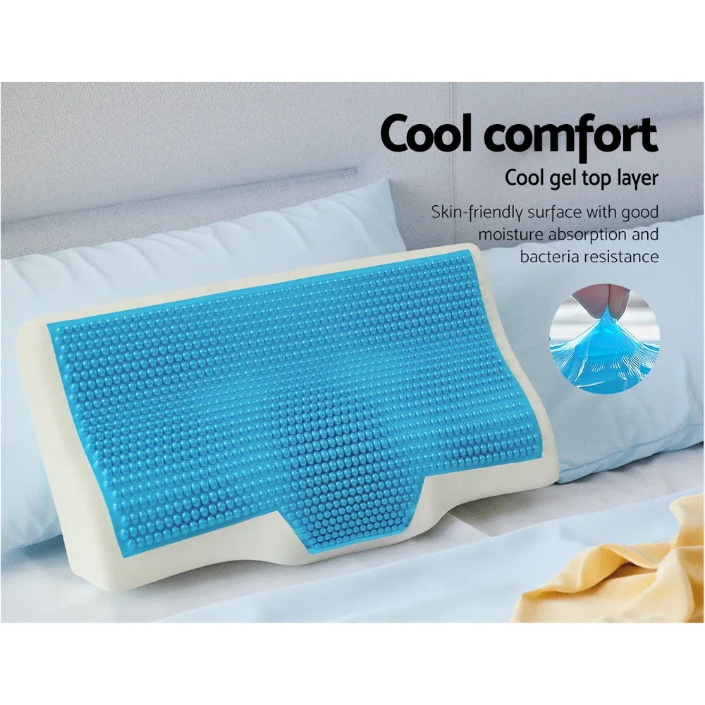 Giselle Bedding Memory Foam Contour Pillow Cool Gel Bamboo Cover - Mekamart Australia