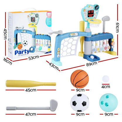 Keezi Kids Basketball Hoop Stand Bowling Baseball Golf Game Sports Toys Set Blue - Mekamart Australia