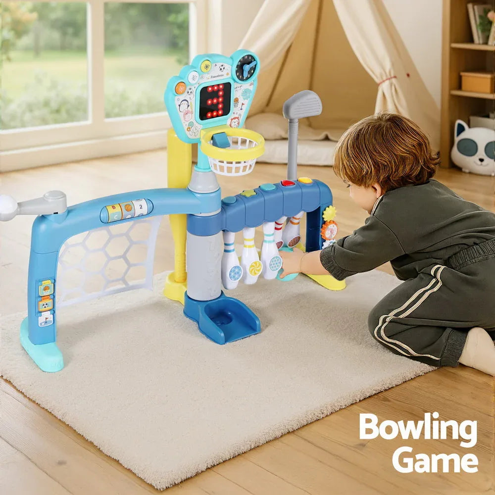 Keezi Kids Basketball Hoop Stand Bowling Baseball Golf Game Sports Toys Set Blue - Mekamart Australia