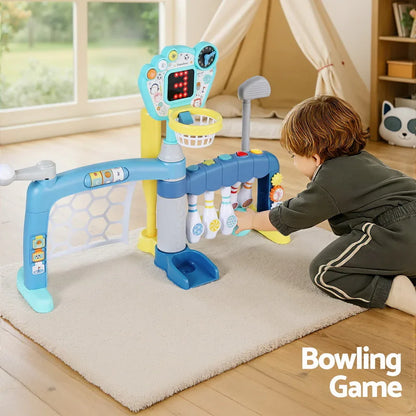 Keezi Kids Basketball Hoop Stand Bowling Baseball Golf Game Sports Toys Set Blue - Mekamart Australia