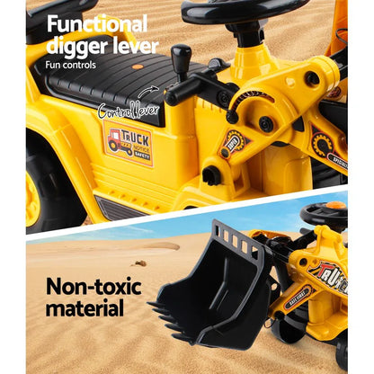 Keezi Ride On Car Toys Kids Excavator Bulldozer Sandpit Digger Car Pretend Play - Mekamart Australia