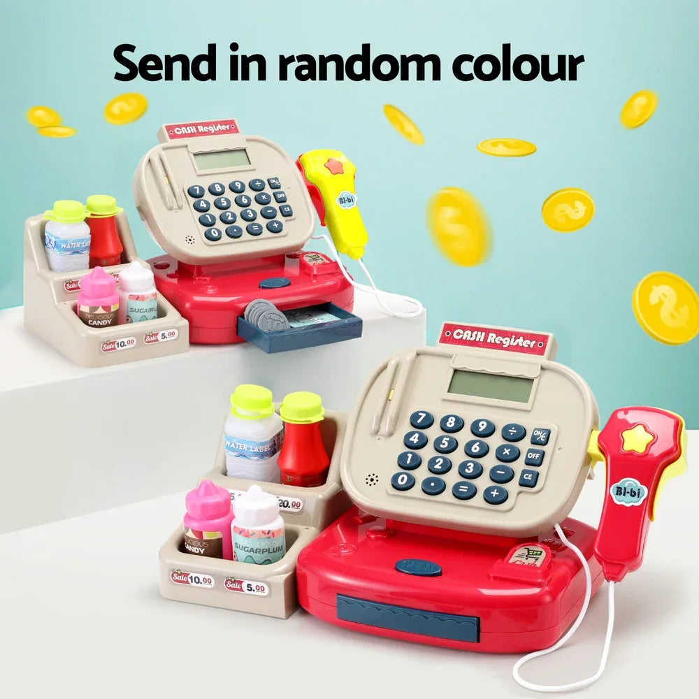 Keezi Kids Cash Register Calculator Pretend Play Shops Money Checkout Toys Set - Mekamart Australia