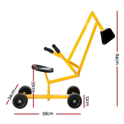 Keezi Kids Ride On Car Digger Bulldozer Sandpit Play Toys Rotate Seat Yellow - Mekamart Australia