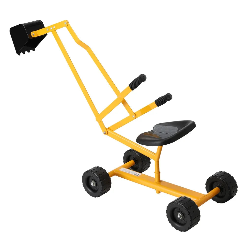 Keezi Kids Ride On Car Digger Bulldozer Sandpit Play Toys Rotate Seat Yellow - Mekamart Australia