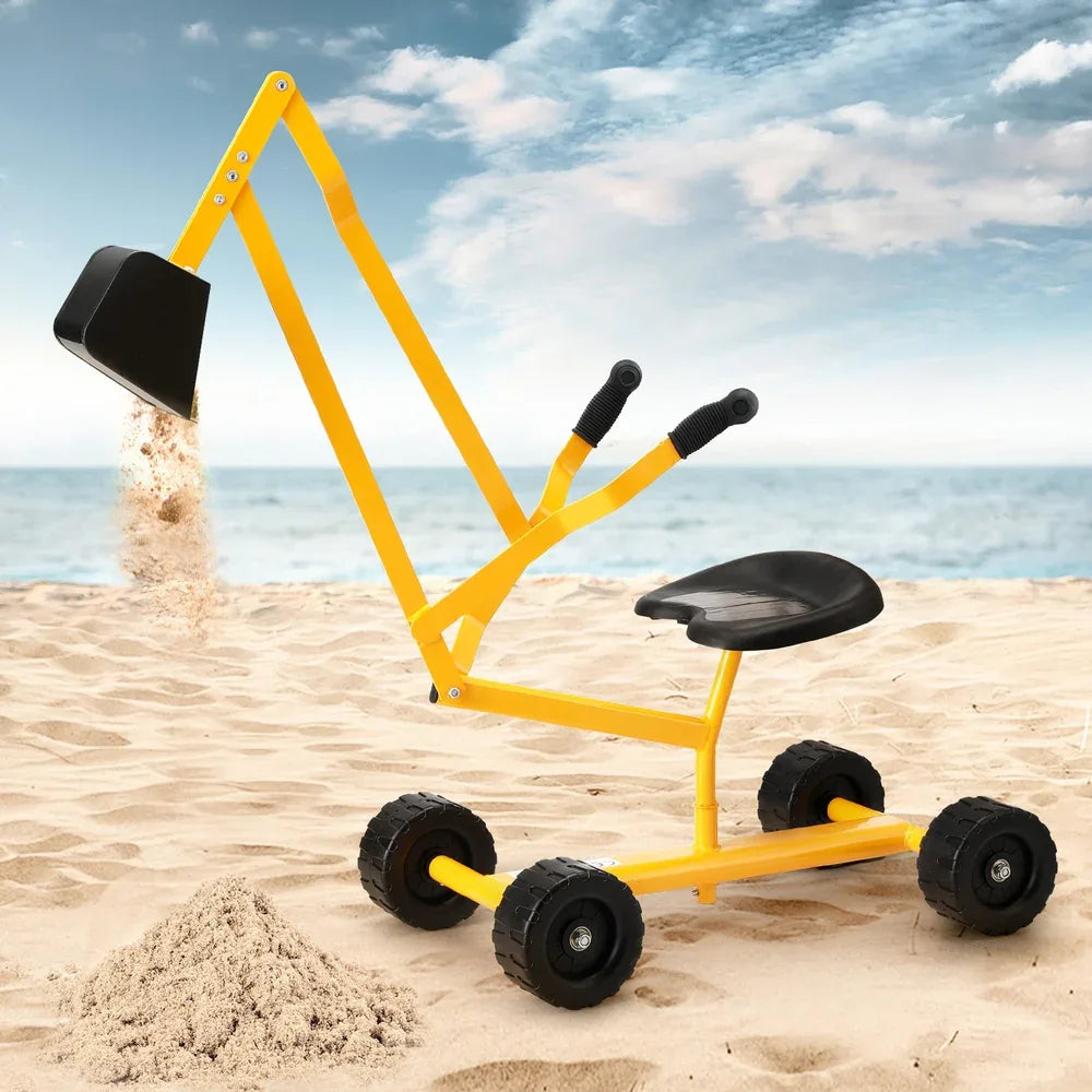 Keezi Kids Ride On Car Digger Bulldozer Sandpit Play Toys Rotate Seat Yellow - Mekamart Australia