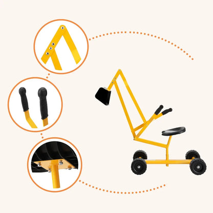 Keezi Kids Ride On Car Digger Bulldozer Sandpit Play Toys Rotate Seat Yellow - Mekamart Australia