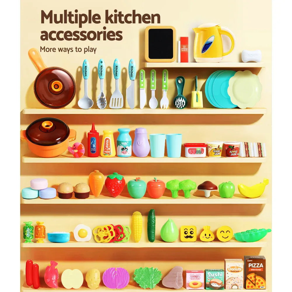 Keezi Kids Kitchen Pretend Play Set Cooking Sound Steam Light Function - Mekamart Australia
