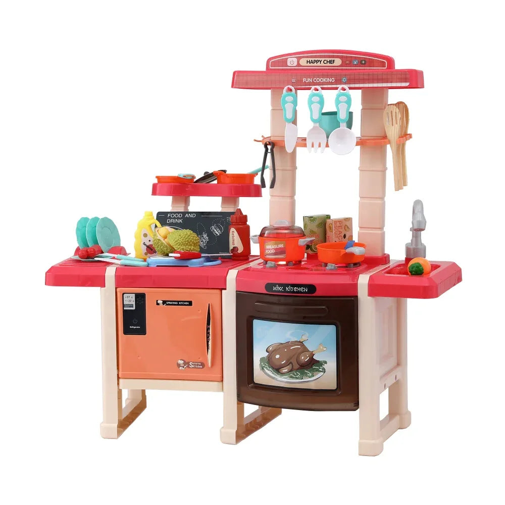 Keezi Kids Kitchen Pretend Play Set Cooking Sound Steam Light Function - Mekamart Australia