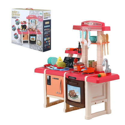 Keezi Kids Kitchen Pretend Play Set Cooking Sound Steam Light Function - Mekamart Australia