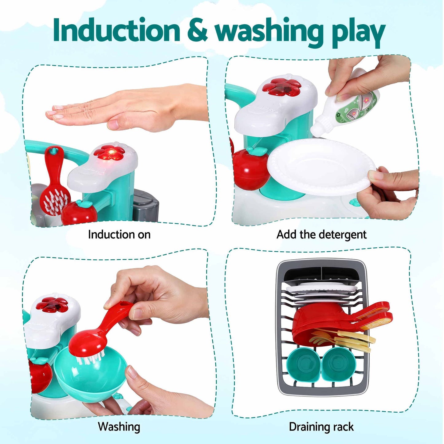 Keezi 2 Piece Kids Pretend Kitchen and Washing Playset Sink Toys